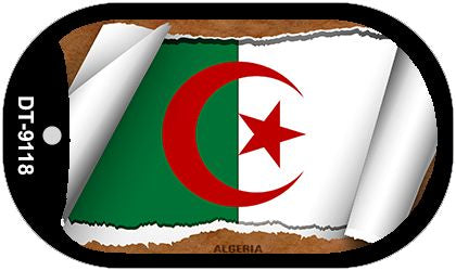 Algeria Flag Scroll Metal Novelty Dog Tag Necklace DT-9118