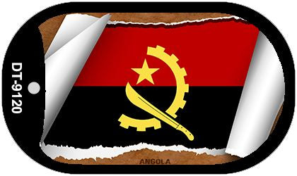 Angola Flag Scroll Metal Novelty Dog Tag Necklace DT-9120