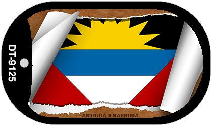 Antigua & Barbuda Flag Scroll Metal Novelty Dog Tag Necklace DT-9125