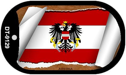 Austria Flag Scroll Metal Novelty Dog Tag Necklace DT-9129