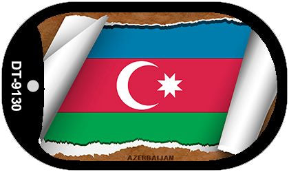 Azerbaijan Flag Scroll Metal Novelty Dog Tag Necklace DT-9130