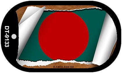 Bangladesh Flag Scroll Metal Novelty Dog Tag Necklace DT-9133