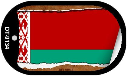 Belarus Flag Scroll Metal Novelty Dog Tag Necklace DT-9134