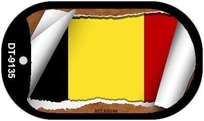 Belgium Flag Scroll Metal Novelty Dog Tag Necklace DT-9135