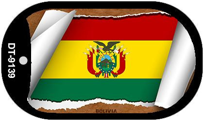 Bolivia Flag Scroll Metal Novelty Dog Tag Necklace DT-9139