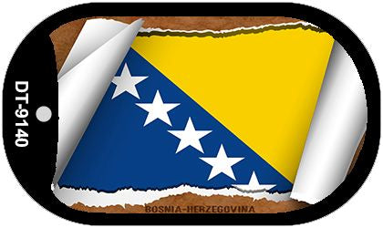 Bosnia-Herzegovina Flag Scroll Metal Novelty Dog Tag Necklace DT-9140