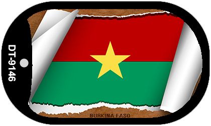 Burkina Faso Flag Scroll Metal Novelty Dog Tag Necklace DT-9146