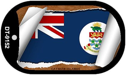 Cayman Islands Flag Scroll Metal Novelty Dog Tag Necklace DT-9152