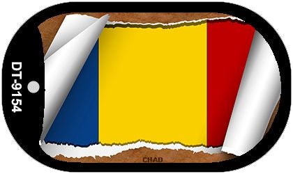 Chad Flag Scroll Metal Novelty Dog Tag Necklace DT-9154