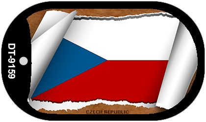 Czech Republic Flag Scroll Metal Novelty Dog Tag Necklace DT-9159