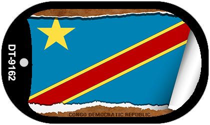 Congo Democratic Flag Scroll Metal Novelty Dog Tag Necklace DT-9162