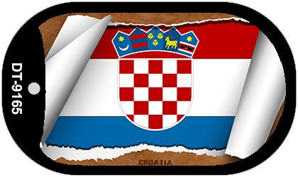 Croatia Flag Scroll Metal Novelty Dog Tag Necklace DT-9165