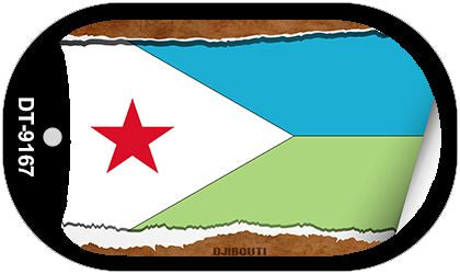 Djibouti Flag Scroll Metal Novelty Dog Tag Necklace DT-9167