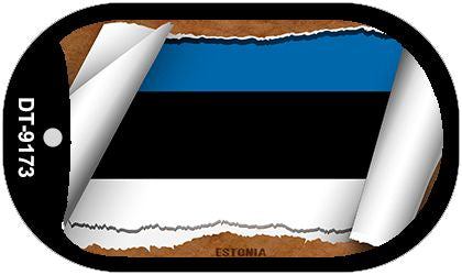 Estonia Flag Scroll Metal Novelty Dog Tag Necklace DT-9173