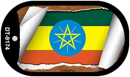 Ethiopia Flag Scroll Metal Novelty Dog Tag Necklace DT-9174