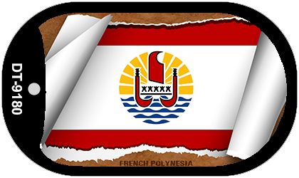 French Polynesia Flag Scroll Metal Novelty Dog Tag Necklace DT-9180