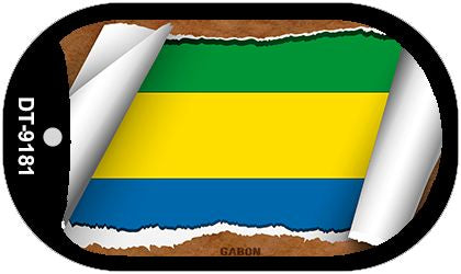 Gabon Flag Scroll Metal Novelty Dog Tag Necklace DT-9181