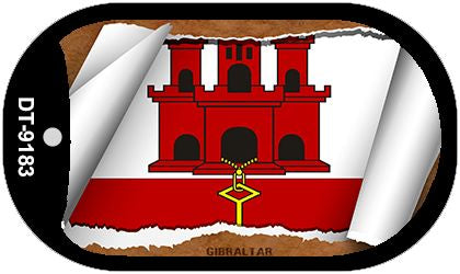 Gibraltar Flag Scroll Metal Novelty Dog Tag Necklace DT-9183