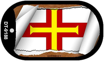 Guernsey Flag Scroll Metal Novelty Dog Tag Necklace DT-9188
