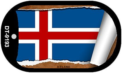 Iceland Flag Scroll Metal Novelty Dog Tag Necklace DT-9193