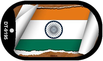 India Flag Scroll Metal Novelty Dog Tag Necklace DT-9195