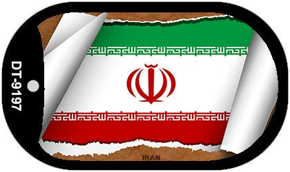 Iran Flag Scroll Metal Novelty Dog Tag Necklace DT-9197