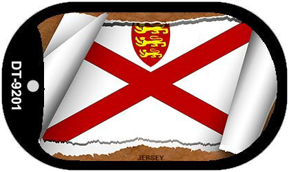 Jersey Flag Scroll Metal Novelty Dog Tag Necklace DT-9201