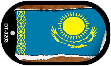 Kazakhstan Flag Scroll Metal Novelty Dog Tag Necklace DT-9203
