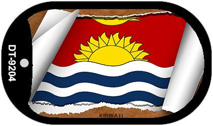 Kiribati Flag Scroll Metal Novelty Dog Tag Necklace DT-9204