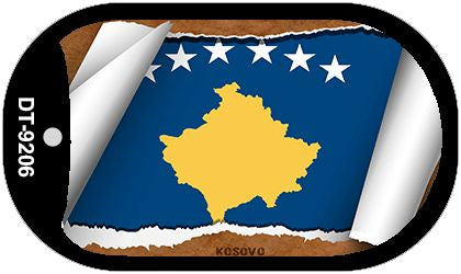 Kosovo Flag Scroll Metal Novelty Dog Tag Necklace DT-9206