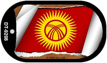 Kyrgyzstan Flag Scroll Metal Novelty Dog Tag Necklace DT-9208
