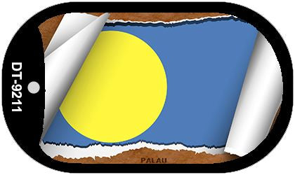 Palau Flag Scroll Metal Novelty Dog Tag Necklace DT-9211