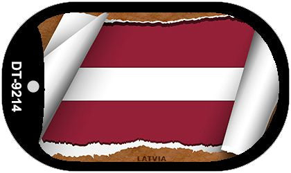 Latvia Flag Scroll Metal Novelty Dog Tag Necklace DT-9214