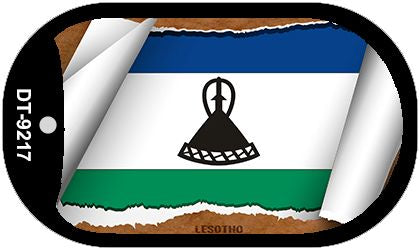 Lesotho Flag Scroll Metal Novelty Dog Tag Necklace DT-9217