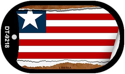 Liberia Flag Scroll Metal Novelty Dog Tag Necklace DT-9218