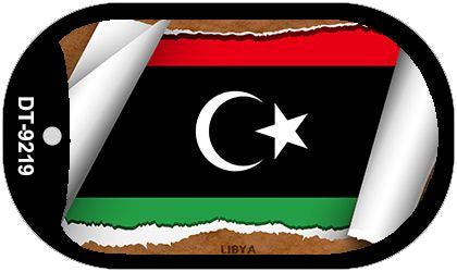 Libya Flag Scroll Metal Novelty Dog Tag Necklace DT-9219