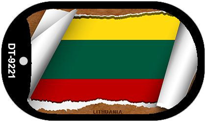 Lithuania Flag Scroll Metal Novelty Dog Tag Necklace DT-9221