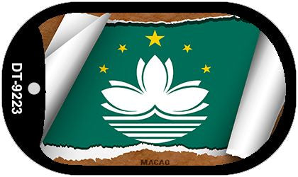 Macao Flag Scroll Metal Novelty Dog Tag Necklace DT-9223