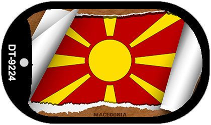 Macedonia Flag Scroll Metal Novelty Dog Tag Necklace DT-9224