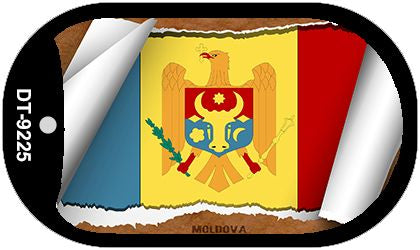 Moldova Flag Scroll Metal Novelty Dog Tag Necklace DT-9225