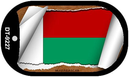 Madagascar Flag Scroll Metal Novelty Dog Tag Necklace DT-9227
