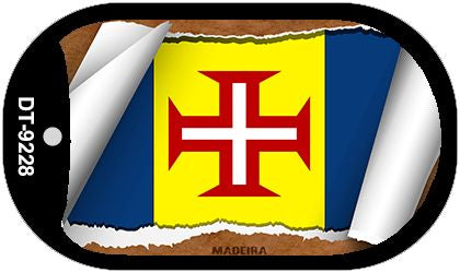 Madeira Flag Scroll Metal Novelty Dog Tag Necklace DT-9228