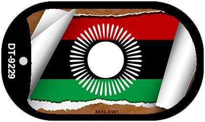 Malawi Flag Scroll Metal Novelty Dog Tag Necklace DT-9229