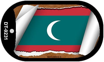 Maldives Flag Scroll Metal Novelty Dog Tag Necklace DT-9231