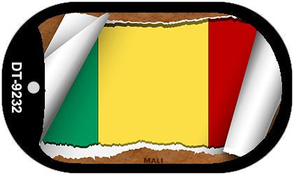 Mali Flag Scroll Metal Novelty Dog Tag Necklace DT-9232