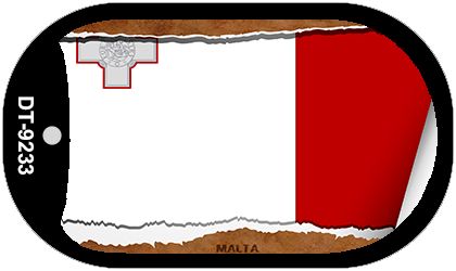 Malta Flag Scroll Metal Novelty Dog Tag Necklace DT-9233