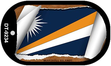 Marshall Islands Flag Scroll Metal Novelty Dog Tag Necklace DT-9234
