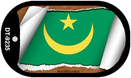 Mauritania Flag Scroll Metal Novelty Dog Tag Necklace DT-9235