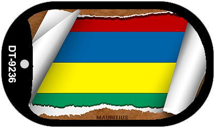 Mauritius Flag Scroll Metal Novelty Dog Tag Necklace DT-9236