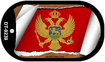 Montenegro Flag Scroll Metal Novelty Dog Tag Necklace DT-9239